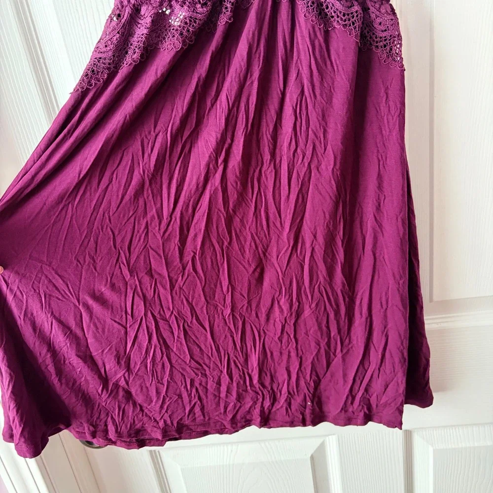 Victorias Secret Lace Trim Babydoll Chemise Nightgown Purple Large NEW - Picture 2 of 10